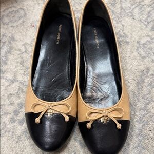Tory Burch Two-Tone Black and Tan Flats